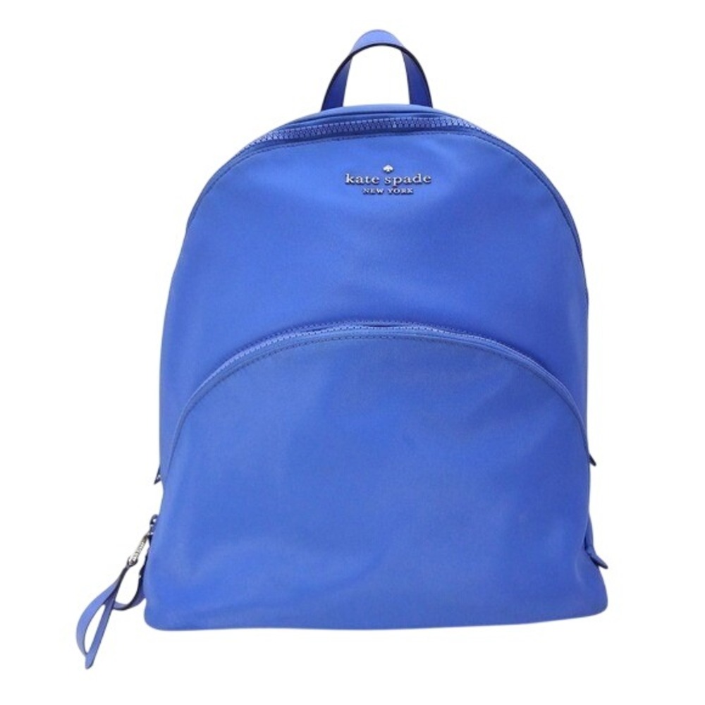 Kate Spade Karissa Backpack Blue Nylon Zip Front Pockets Adjustable Straps
